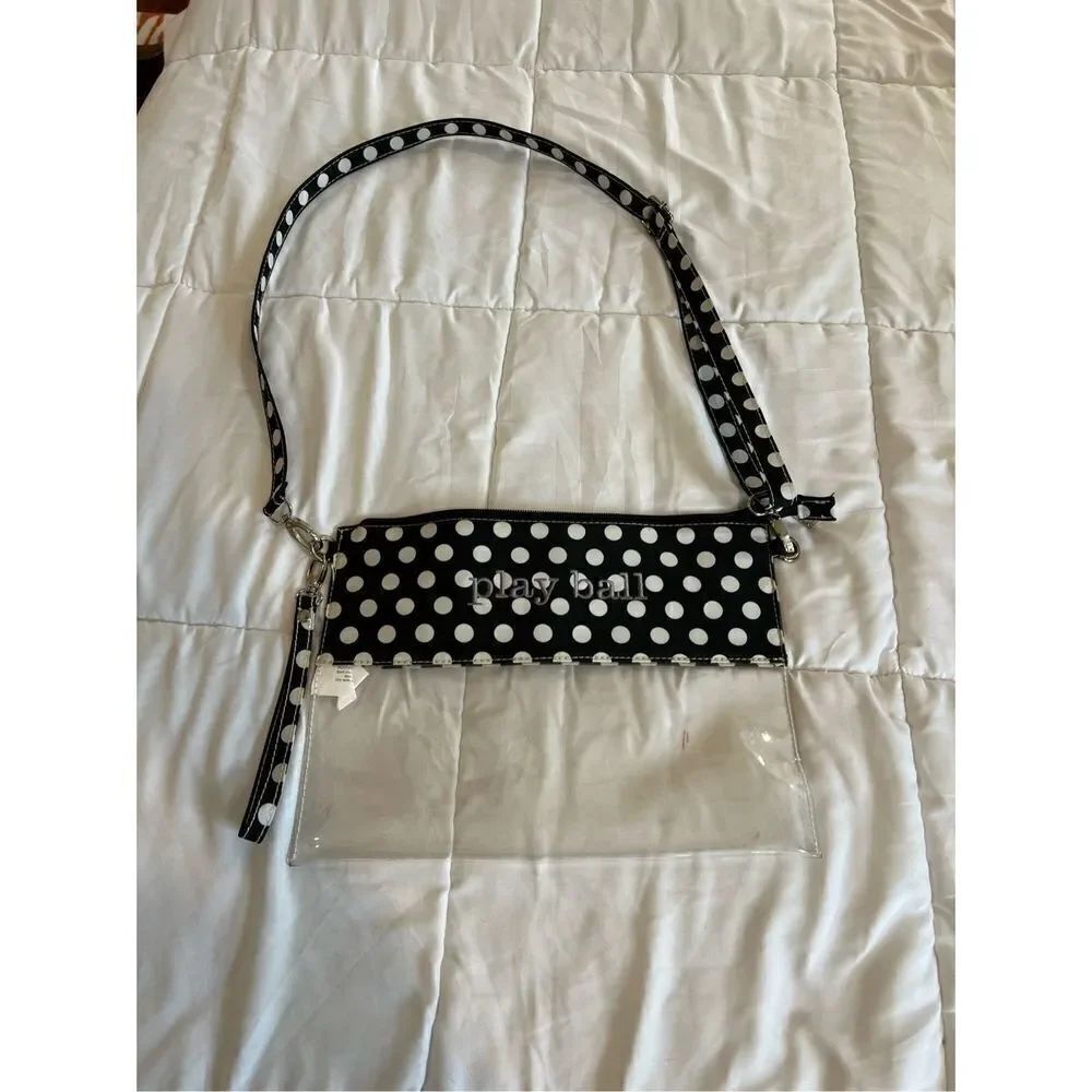initials Inc Clear Baseball purse with shoulder strap says Play Ball